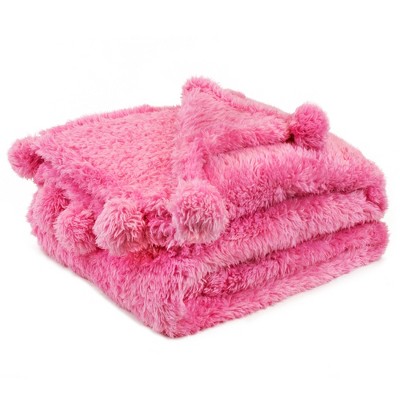 PAVILIA Tie-Dye Faux Fur Throw Blanket, Furry Fuzzy Fluffy Shaggy Plush  Warm Reversible Thick for Bed Couch Sofa, Pink/Twin - 60x80