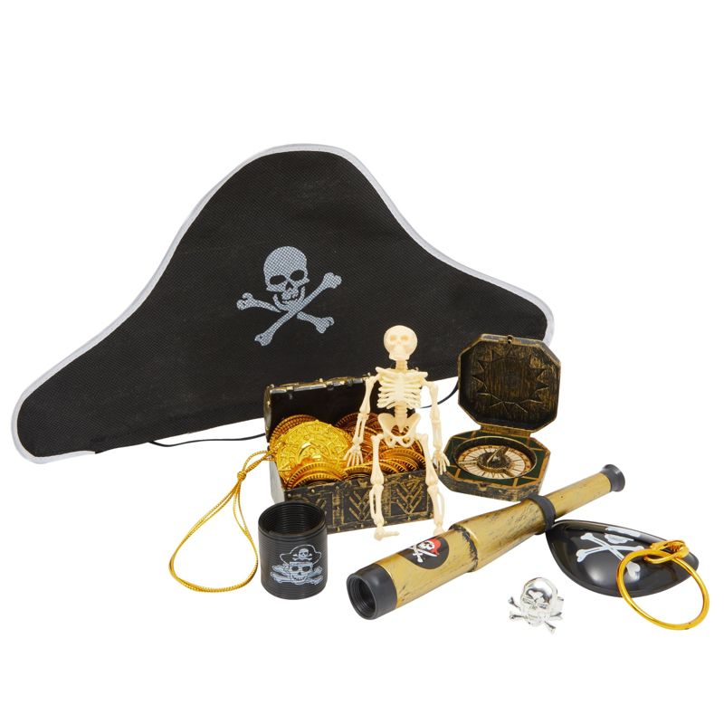 Juvale 100 Piece Set Pirate Birthday Party Supplies for Kids with Hat, Patch, Compass, and Coins, Toys and Accessories for Party Favors, 6 of 10