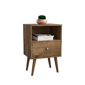 ChicFurnit Nightstand Rustic Storage Table with Drawer for Bedroom Organization, Brown, 24.61"*17.52"*6.5" - 1 of 4