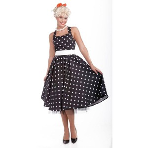50's Black & White Dot Dress Costume w/ Crinoline Adult - 1 of 1