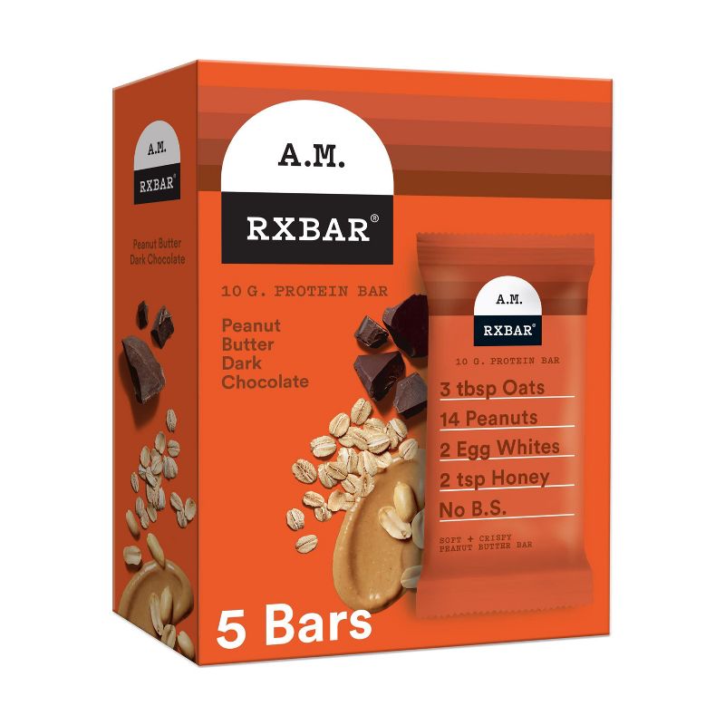 RXBAR A.M. Peanut Butter Dark Chocolate Protein Bars - 5ct/9.7oz, 1 of 7