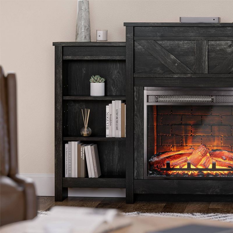 Brookside Electric Fireplace with Mantel and Side Bookcases Black Oak - Room &#38; Joy, 4 of 10