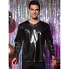 INSPIRE CHIC Men's Round Neck Long Sleeves Shining Disco Metallic T-Shirt - image 3 of 4