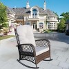 Outdoor Rocking Chair, Wide Seat Accent Chair with PE Cushion and Steel Frame, Rattan Rocker Chair with High Weight Capacity-Coolbibila - 2 of 4