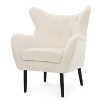 Modern Wingback Accent Chair, High Back Armchair with Wood Legs, Leisure Button Tufted Upholstered Accent Chairs - Merax - image 4 of 4