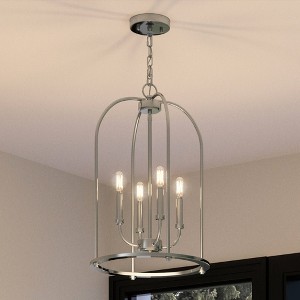 Urban Ambiance Luxury Modern Farmhouse Chandelier 23''H x 15''W,  Brushed Nickel Finish,  Armidale Collection, UHP3973 - 1 of 4