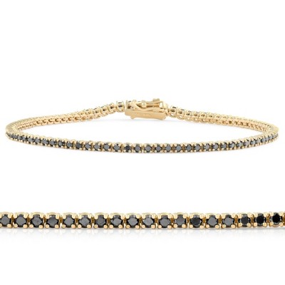 Pompeii3 1 3/4 Ct TW Black Diamond Tennis Bracelet 14k Yellow Gold 7"