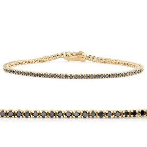 Pompeii3 1 3/4 Ct TW Black Diamond Tennis Bracelet 14k Yellow Gold 7" - 1 of 4