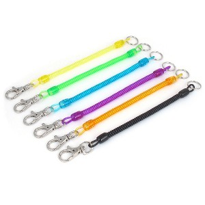 Unique Bargains Plastic Lobster Claw Clasp Key Chain Strap Flexible Sprial Coil Cord 6 Pcs 20cm Long Multicolor - 1 of 3