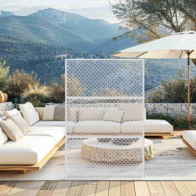 Lirago Metal Outdoor Privacy Screen Freestanding Patio Decorative Screens - 72"x47", White