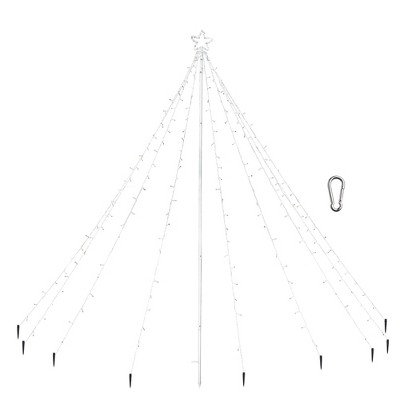 Yescom 9FT Waterfall Cone Tree with Star Finial for Christmas Decoration Outdoor Party Yard Multi-Color Multicolor