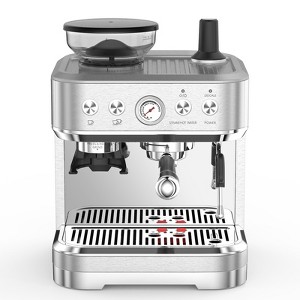 Silver Plating Bean Grinding Espresso Machine Stainless Steel Machine, Bean To Cup Coffee Machine With Milk Coffee Maker, Coffee Machines - 1 of 4
