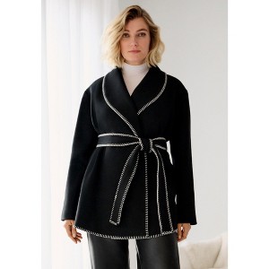 ellos Wrap Jacket With Whipstitch Trim - 1 of 4