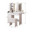 TOBILI Vanity Desk with Lighted Mirror & Power Outlet, Makeup Vanity Desk with Drawers and Large Storage Cabinet for Bedroom,White - 2 of 4