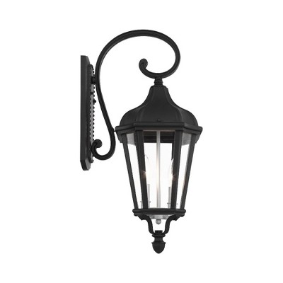Textured Black 2-Light Outdoor Wall Lantern with Clear Glass