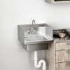 winado 17 x 15 in. Wall Mount Stainless Steel Hand Wash Sink with Side Splash - 4 of 4