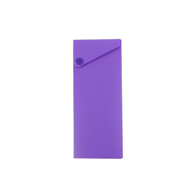 JAM Paper Plastic Sliding Pencil Case Box with Button Snap Purple 2166513300, 1 of 5