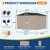 8x10FT Outdoor Metal Storage Shed, Galvanized Steel Garden Tool Shed with Sloped Roof & Lockable Door for Backyard, Utility Building - 3 of 4