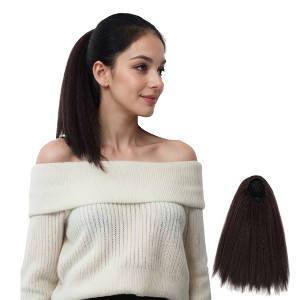 Alilang 12-Inch Yaki Straight Ponytail Extension Fluffy Thick Drawstring Synthetic Hairpiece with Adjustable Clips - 1 of 4
