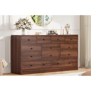 12 Drawer Dresser for Bedroom, 61 Inch Wood Dresser with Power Outlet, Wide Chest of Drawers for Living Room, Hallway - 1 of 4
