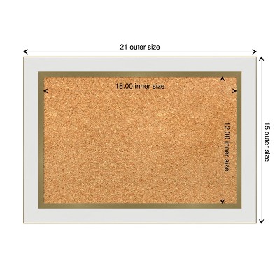 Eva White Gold Narrow Framed Natural Cork Bulletin Board