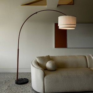 Brightech Mason Mid-Century (Includes LED Light Bulb) Marble Base Arc Floor Lamp Oil-Brushed Bronze - 1 of 4