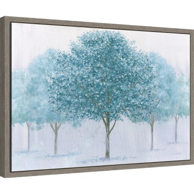 Peaceful Grove Blue and Gray Canvas Wall Art Print