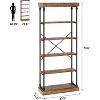 6 Tier Wooden Industrial Bookshelf,Open Shelf with Metal Frame,Large Grey Display Shelf for Bedroom,Living Room,Office - 4 of 4