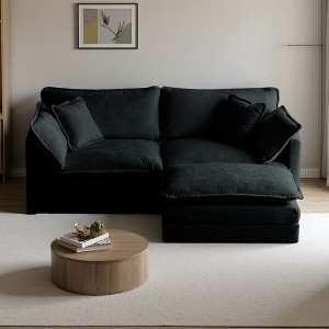 77" Chenille Modular L-Shaped Sectional Sofa with Ottoman - 1 of 4