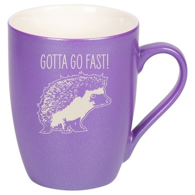 100 North Hedgehog 10 Ounce Passion Purple Metallic Finish, Comfortably Fits Your Hands, New Bone China Coffee Tea Cup Mug, Gotta Go Fast!