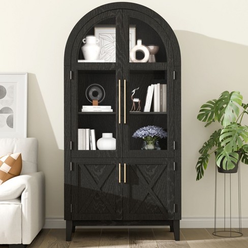 Unikito Arched Shaped Decorative Storage Cabinet Black 74.3 36 17.5 Target