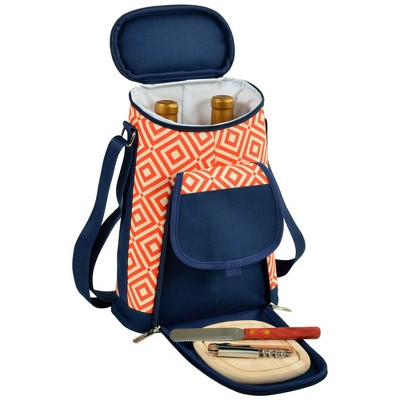 Picnic at Ascot Two Bottle Wine Cooler with Cutting Board, Knife & Corkscrew