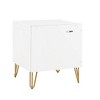 Sapphtopaz Modern Nightstand with 2 Vertical Textured Drawers Bedside Table with Splayed Gold Metal Legs & Handles Night Stand for Bedroom - 3 of 4