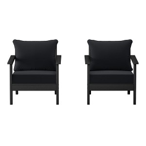 WestinTrends Avalon Outdoor Modern HDPE Patio Club Chairs with Deep Seat Cushions (Set of 2) - 1 of 4