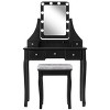 Tangkula Detachable Vanity Table Set Makeup Table with Mirror &Cushioned Stool WhiteBlackBrown - 3 of 4