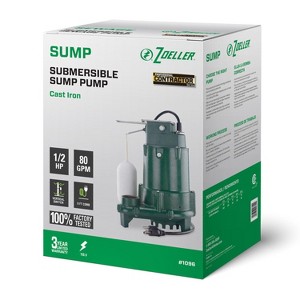 Zoeller 1/2 HP 4800 gph Cast Iron Vertical Float Switch AC Submersible Sump Pump - 1 of 4