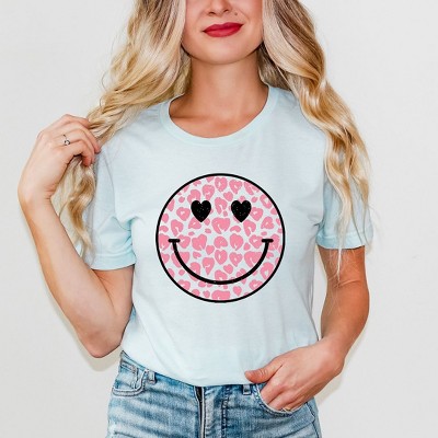 Simply Sage Market Women's Leopard Heart Eyes Smiley Short Sleeve Graphic Tee