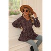 Women's Tops Fall Puff Long Sleeve Blouses Casual V-Neck Loose T-Shirts - 2 of 4