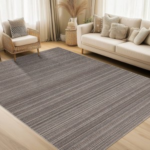 Modern Striped Area Rugs for Living Room, Washable Soft Non Slip Low Pile Rug - 1 of 4