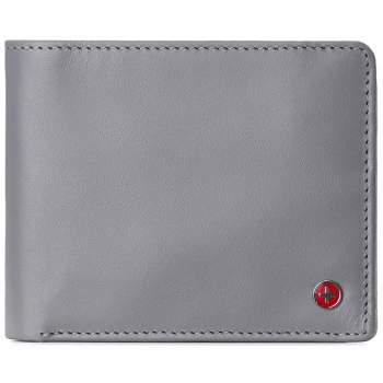 Alpine Swiss Mens Spencer RFID Bifold Wallet 2 ID Windows Divided Bill Section Smooth Leather Comes in a Gift Box