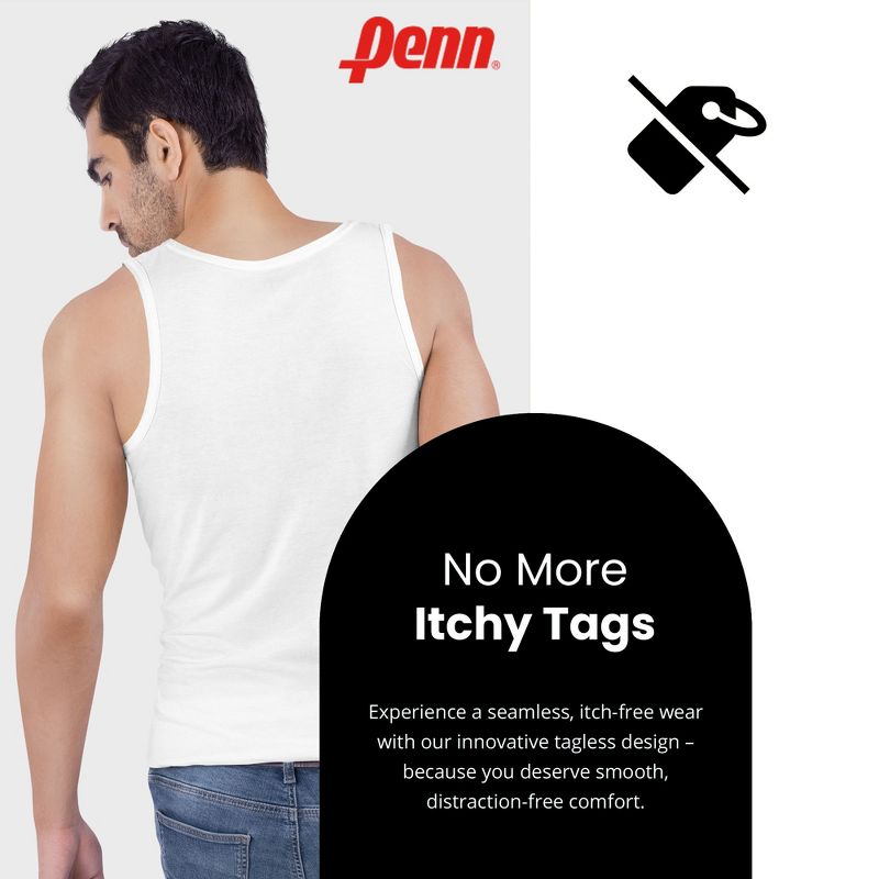 Penn Men's Modern Fit Tank Tops 4-Pack of Breathable, Tagless, Comfortable Cotton T-Shirts, 3 of 8