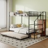 Twin Over Full Metal Bunk Bed with Wire Shelving,  Lateral Storage Ladder and Wardrobe - ModernLuxe - 2 of 4