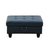 DOMETOUR Peacock Blue Semi-PU Leather Storage Ottoman - Modern Footrest with Hidden Compartment for Living Room, Bedroom or Entryway - 3 of 4