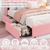 Full Size Bed Frame with Chic Wavy Headboard, Kids Bed Frame with 2 Drawers, Boucle Upholstered Platform Bed for Girls - 3 of 4