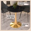LeisureMod Bristol 24" Round Dining Table – Sintered Stone Top Accent Café Table & Sturdy Steel Gold Pedestal Base for Kitchen and Small Spaces - 4 of 4