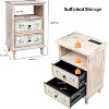 VINGLI White Nightstand with Charging Station, 28.7" Tall Night Stand for Bedroom - 2 of 4