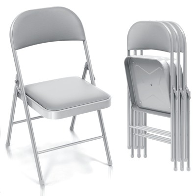 SKONYON 4 Pack Folding Chairs Portable Dining Chairs with Padded Seat