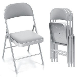 SKONYON 4 Pack Folding Chairs Portable Dining Chairs with Padded Seat - 1 of 4