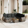 vidaXL 8 Piece Patio Sofa Set with Cushions Gray Poly Rattan - Gray and Dark Gray 3x Corner 3x Middle Footrest Table - 2 of 4