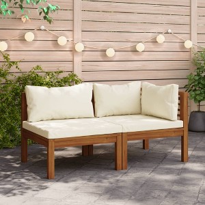vidaXL 2 Piece Sofa Set with Cream White Cushions Solid Acacia Wood - 1 of 4